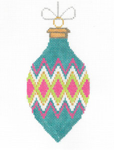 XO-222F - Vintage Ornament - Teal, Pink and Lime