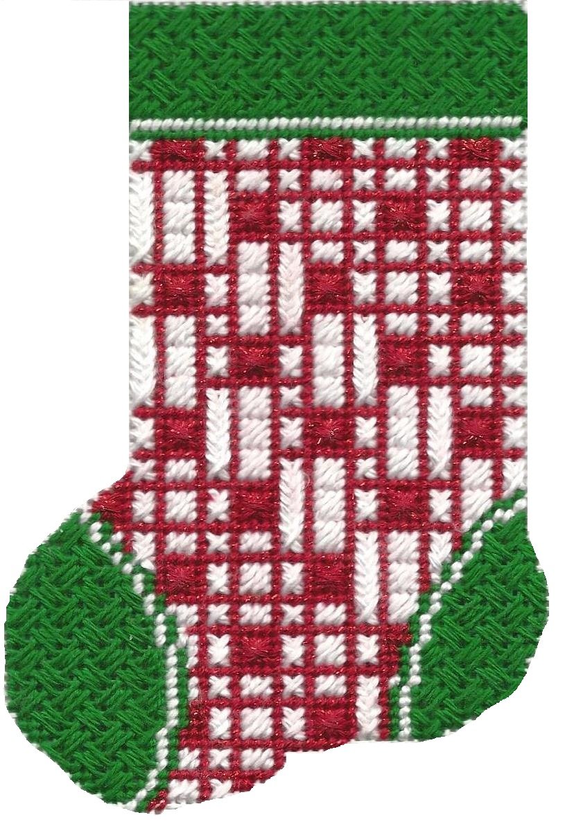 ASIT103 - Mini Sock Red/White Lines with Stitch Guide