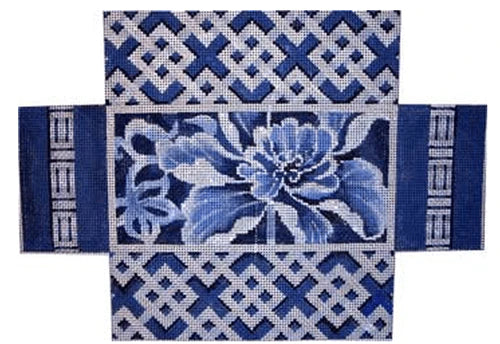 AT BC322 -  Blue and White Peony Brick Cover