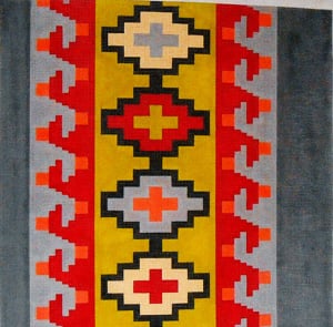 C-515K -  Kilim Wave Red, Gray, Dark Gray, Yellow and Green