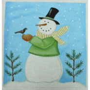 EWE-754 - Snowman with Green and Blackbird