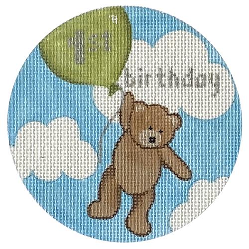 BB11 - Flying High Teddy 1st Birthday Ornament - Green