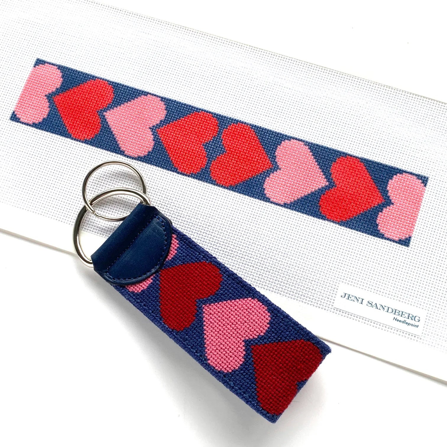 JS-128A - Hearts Key Fob - Red Pink and Blue