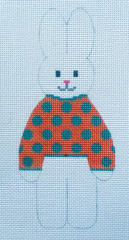 SI225H - Oragne and Teal Polka Dot Bunny