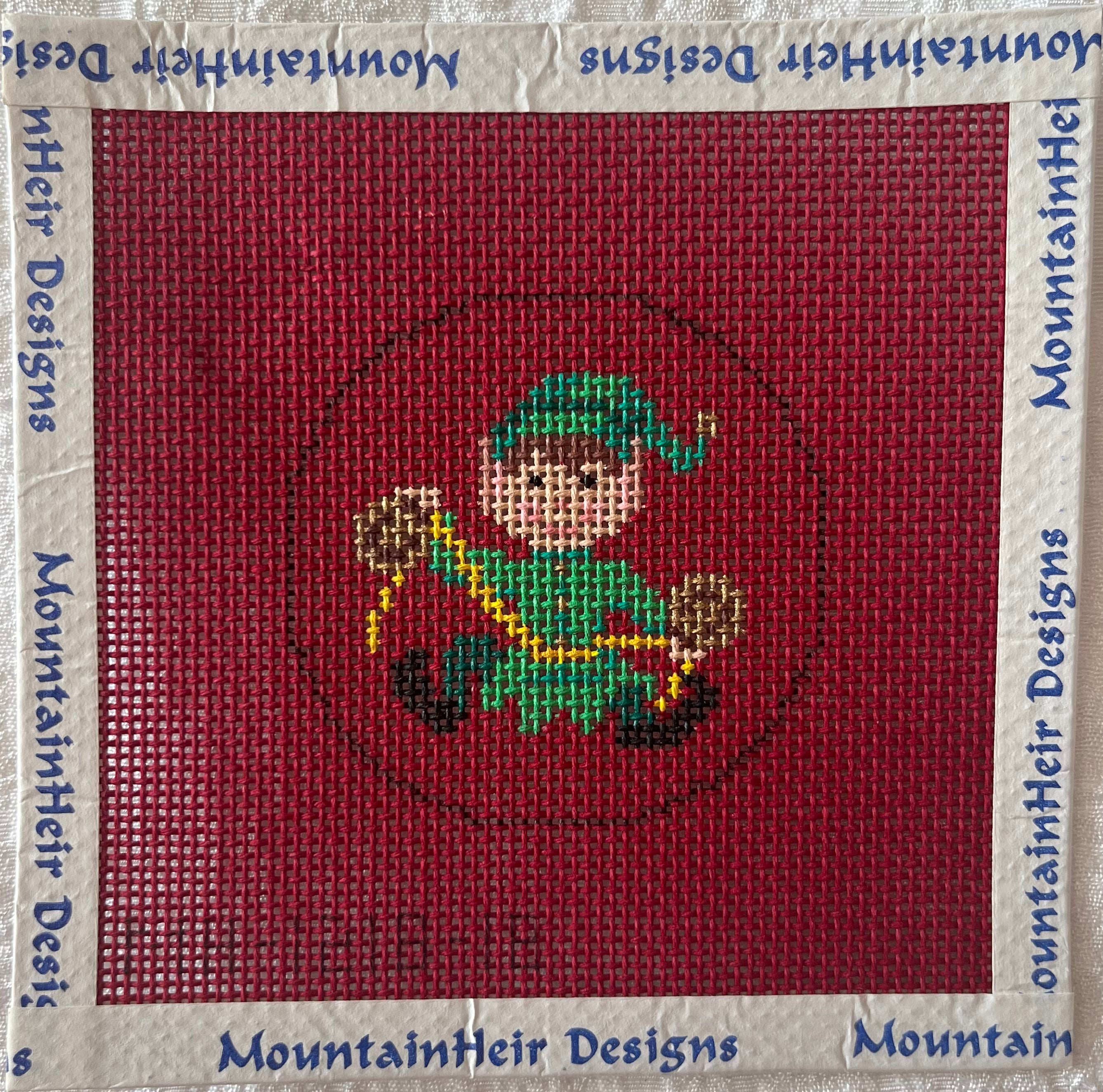 MH-1218-18 - Stitch a Round - Elf with Sleigh Bells Ornament