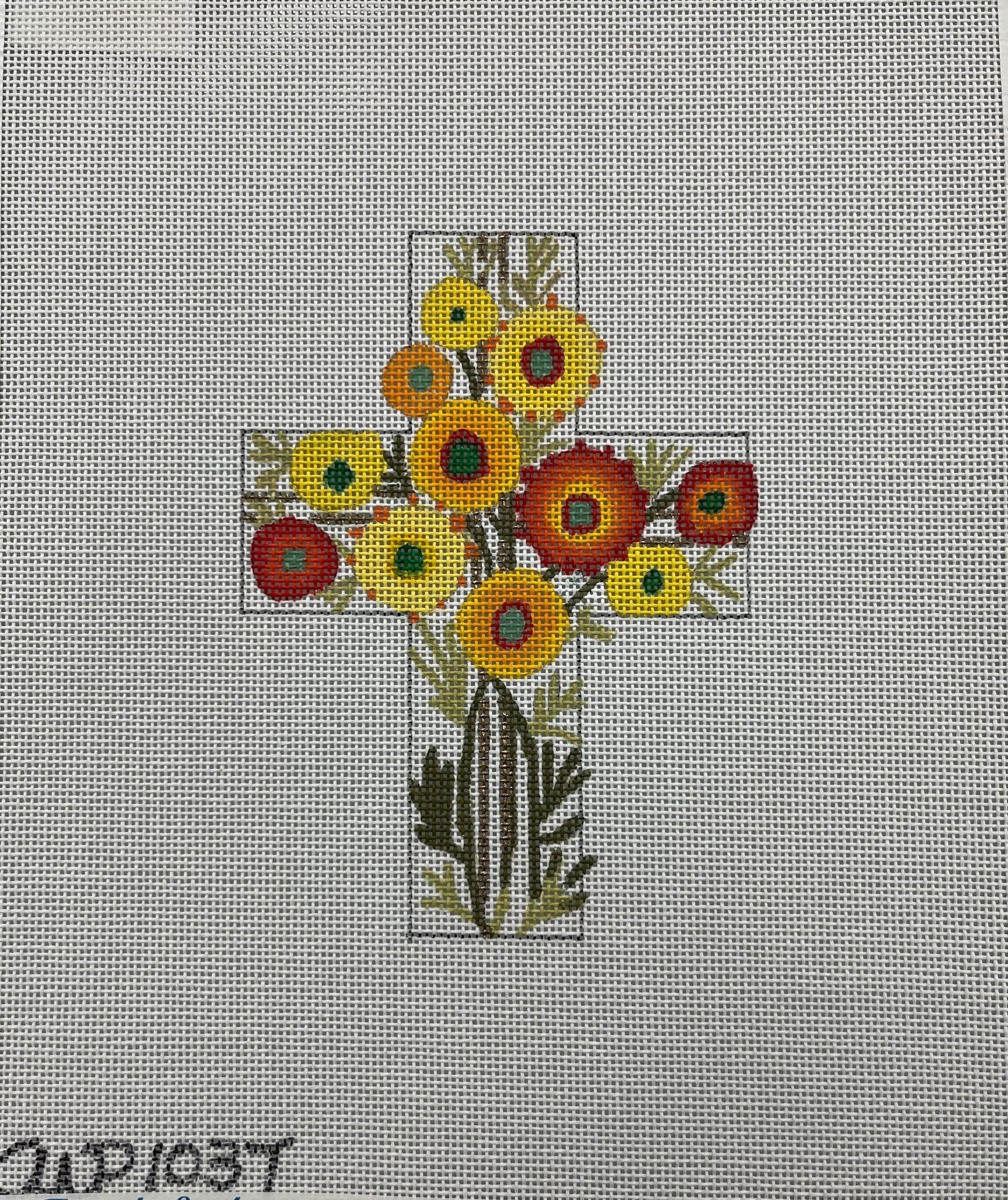 103-T - Warm Bright Flowers Cross