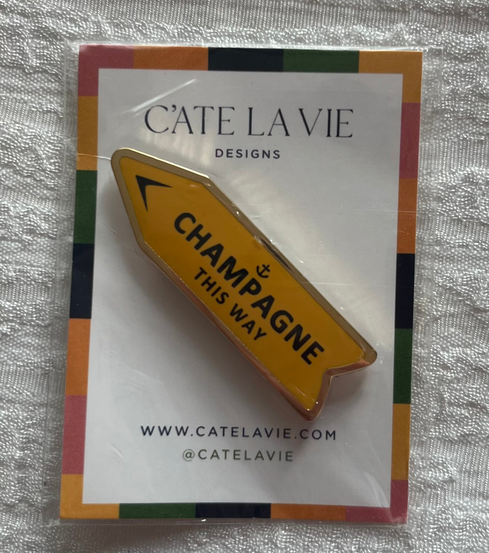 Champagne This Way Needle Minder - Yellow