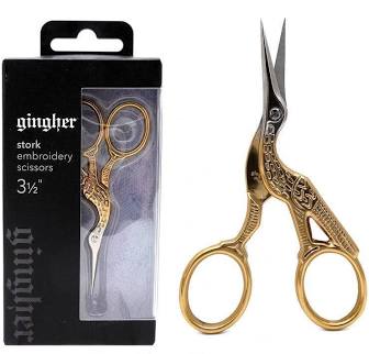 Gingher Stork Embroidery Scissors - Gold Handled