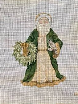 KW-183 - Green and Gold Jacket Santa with Wreath