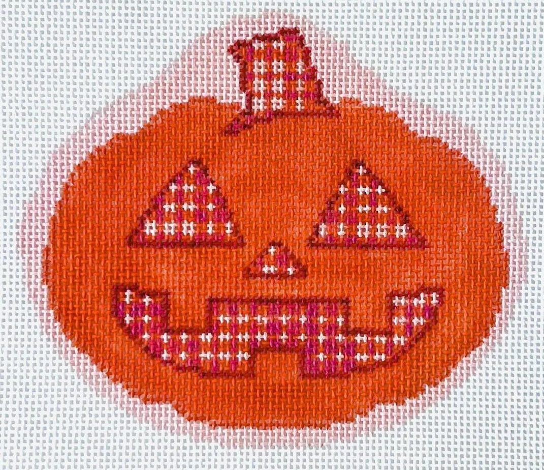 KCD1972 - Plaid PUmpkin Ornament - Pink