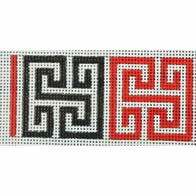 KK-B512 -  Greek Key Square Belt - Black and Red