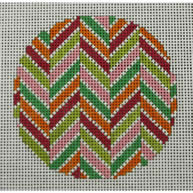 KK-O196A - Chevron Multi Pinks, Greens and Oranges Ornament