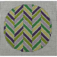 KK-O196C - Chevron Multi Purples, Greens, and Yellows Ornament