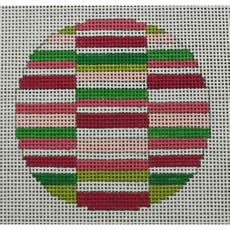 KK-O197A - Pink and Green Horizontal Lines Ornament