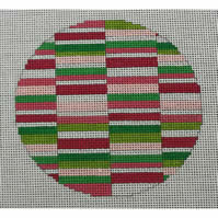 KK-O197B - Pink and Green Horizontal Lines Ornament