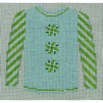 KK-O199AD - Sweater - Peppermints on Blue with Green Sleeves