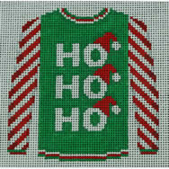 KK-O199I - Sweater - Ho Ho Ho Green with Red Hats