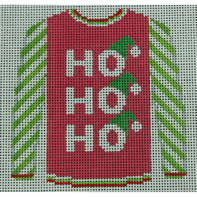 KK-O199J - Sweater - Ho Ho Ho Pink with Lime Green Hats