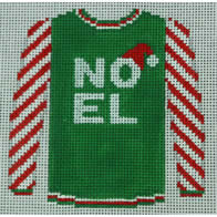 KK-O199L - Sweater - Noel on Green with Red Striped Sleeves