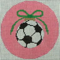 KK-O201C - Soccer Ball with Green Bow on Pink