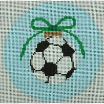 KK-O201D - Soccer Ball with Green Bow on Pale Blue