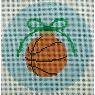 KK-O203D - Basketball with Green Bow on Pale Blue