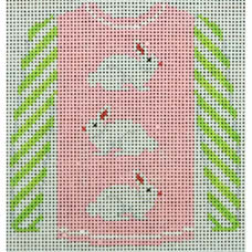 KK-O208M - Sweater - 3 Brown Bunnies on Pale Pink with Green Striped Sleeves