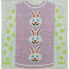 KK-O208Q - Sweater - 3 Brown Bunny Faces on Lavender