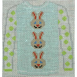 KK-O208T - Sweater - 3 Brown Bunny Faces on Blue