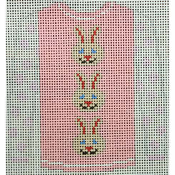 KK-O208U - Sweater - 3 Brown Bunny Faces on Pink