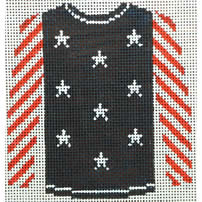 KK-O209A - Sweater - Navy with White Stars and Red Striped Sleeves