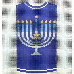 KK-O212N - Sweater - Menorah on Royal Blue