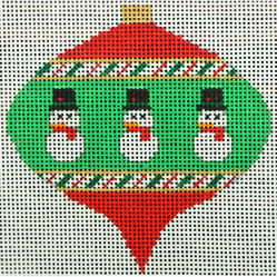 KK-O218AC - Bauble Small Snowman on Red Green Top Point Ornament