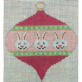 KK-O218AE - Bauble with 3 Bunnies on Pink