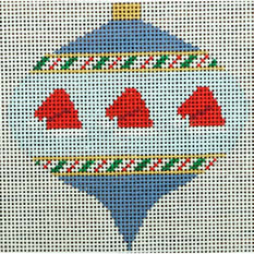 KK-O218AH - Bauble with Red Santa Hat on Blue