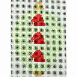 KK-O218M - Bauble Gold TB Santa Hats on Green Stripes