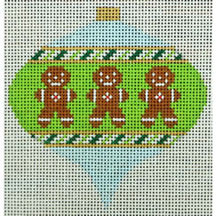 KK-O218R - Bauble Small Gingerbread on Blue with Green Top Point