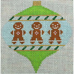 KK-O218S - Bauble Small Gingerbread on Green with Blue Top Point