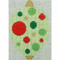 KK-O218U - Bauble with Red and Green Dots and Top and Bottom Gold