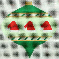 KK-O218Z - Bauble Hort Oval Red Santa Hats on Green