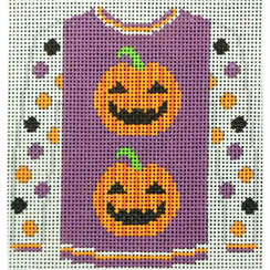 KK-O220B - Sweater - 2 Pumpkins on Purple