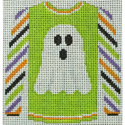 KK-O220D - Sweater - Ghost on Acid Green with Multicolored Sleeves