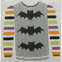 KK-O220H - Sweater - 3 Bats on Gray with Multicolored Sleeves