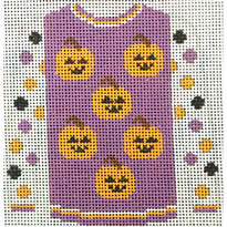 KK-O220M - Sweater - 5 Pumpkins on Purple