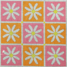 KK-P204D - Daisy Pillow - Pink and Orange