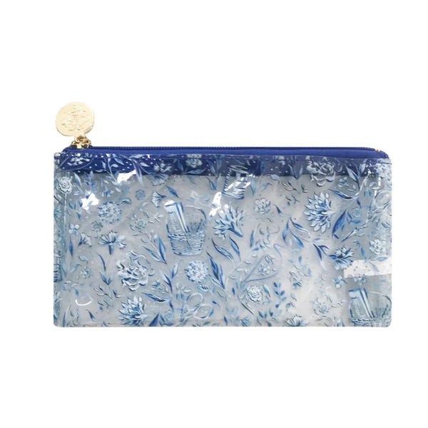 Needlepoint Print Clear PVC Bag in Blue Mini