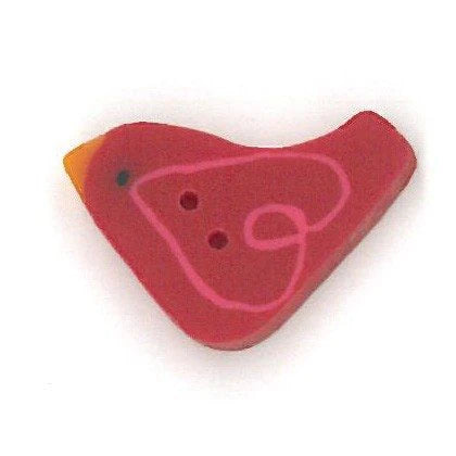 Small Red Heart Wing Bird Button