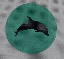 KK-NTO19 - Dolphin on Solid Background - Navy and Seafoam