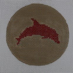 KK-NTO20 - Dolphin on Solid Background - Red and Khaki