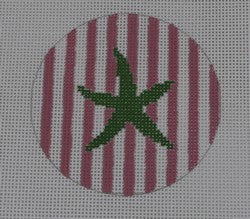 KK-NTO24 - Starfish on Stripe - Green and Pale Pink